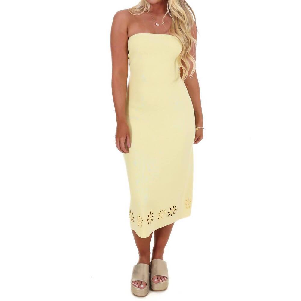 NEW LE LIS in the sun eyelet tube sweater dress in yellow